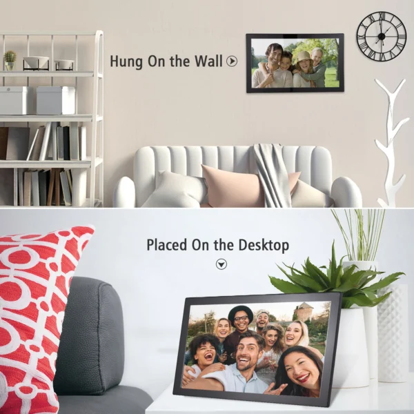 21.5-Inch WiFi Digital Photo Frame Cloud Digital Picture Frame IPS Screen Touch Control 16GB Storage Auto Rotation Share Photos - Image 4